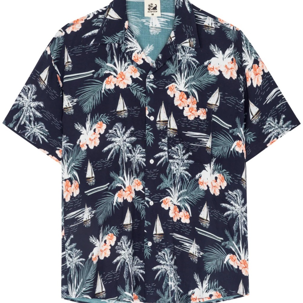 SURFCUZ size SMALL Tropical Navy Floral Men's Shirt